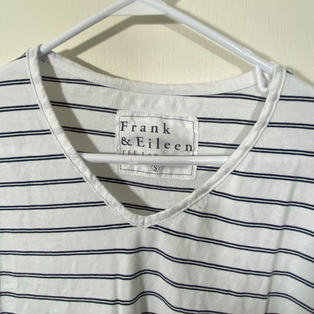 Frank & Eileen Tee Lab  Shirt Top Womens Small White Black Stripes Nautical - Picture 2 of 9